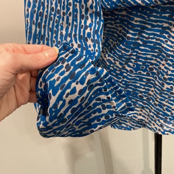 Kasper Teal Bow Tie Long Sleeve Blouse 10 - Picture 7 of 16